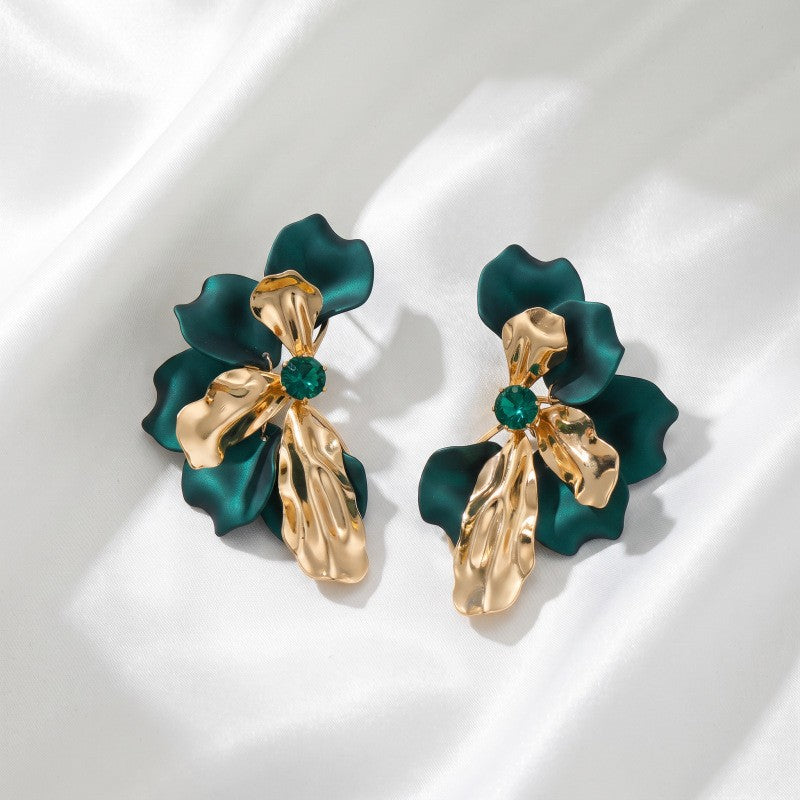 Classy Burgundy Floral Stud Earrings