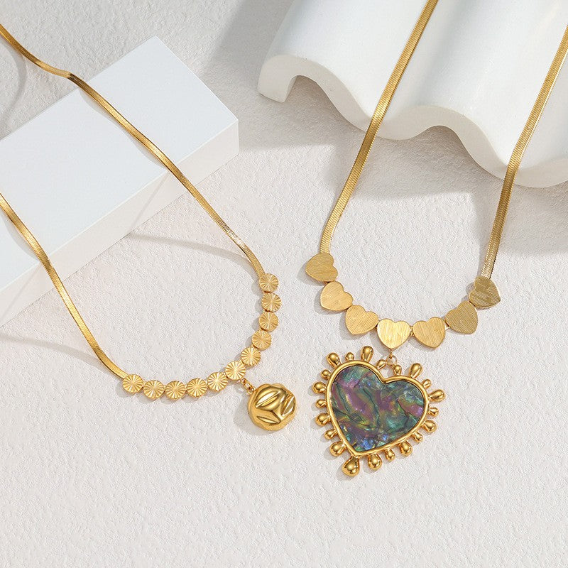 Romantic Iridescent Heart Snake Chain Necklace