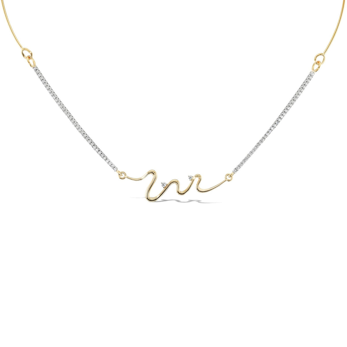 3pc Dainty Wave & Teardrop CZ Necklace Set