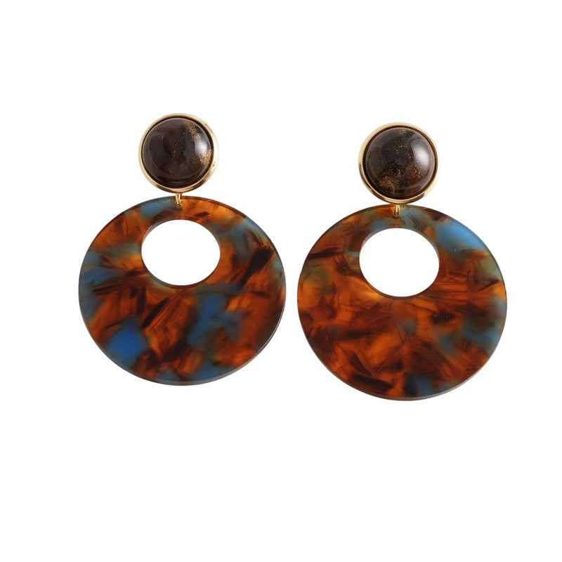 Classy Vintage Amber Circle Drop Earrings