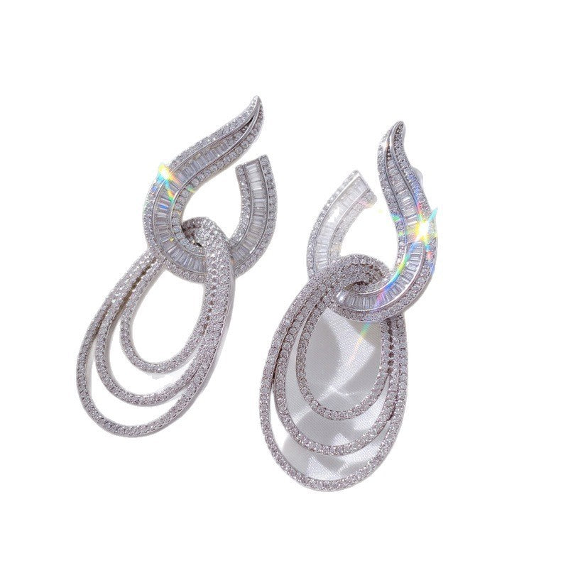 Classy Geometric Rhinestone Dangle Earrings