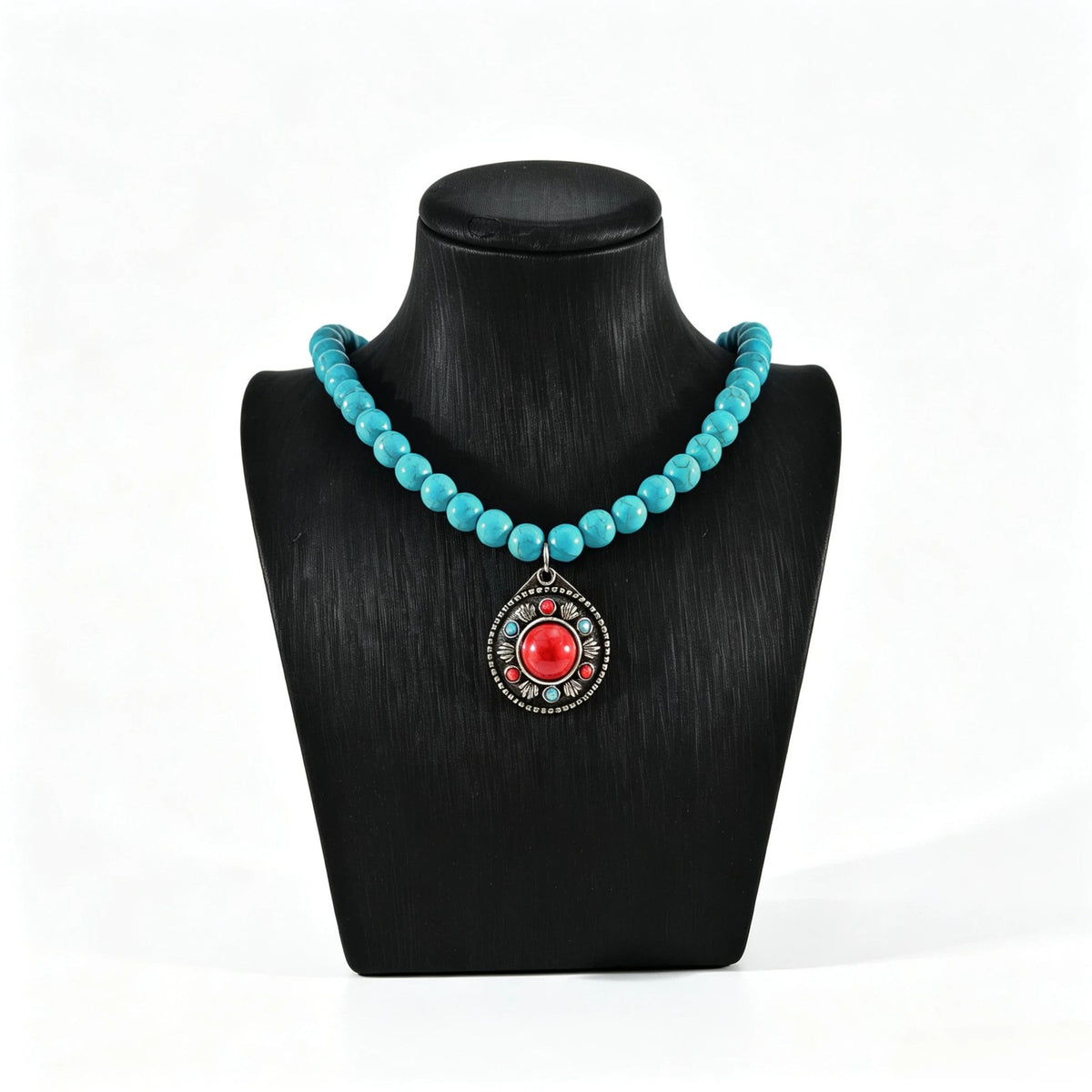 Vintage Turquoise Cross & Medallion Necklace Set