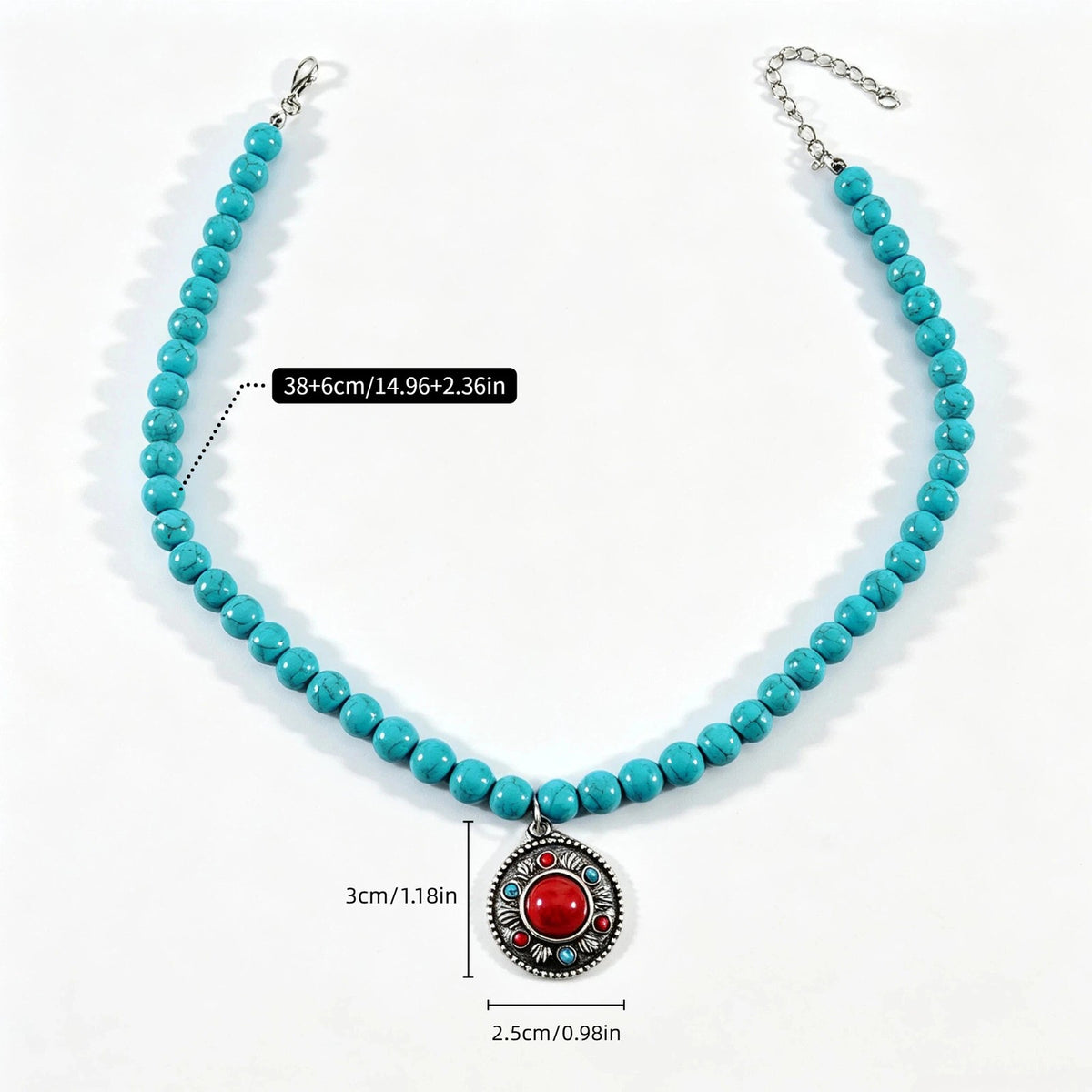 Vintage Turquoise Cross & Medallion Necklace Set