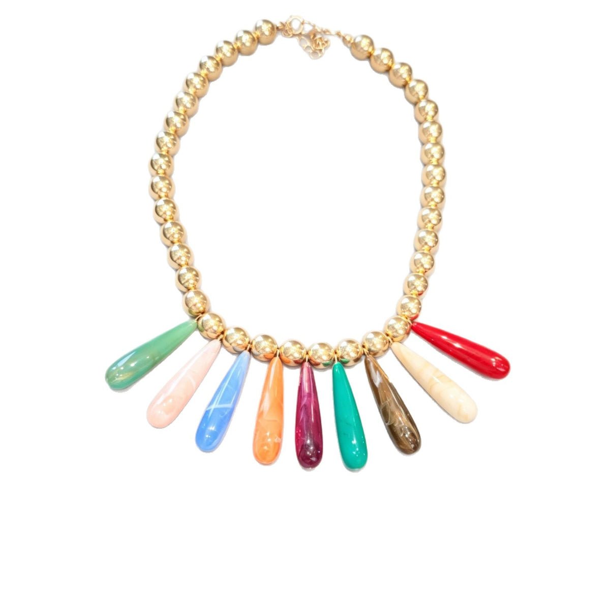 Boho Multicolor Resin Teardrop Necklace