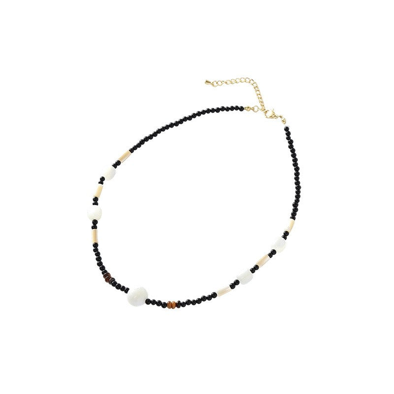 Vintage Inspired Black Agate Bead Necklace
