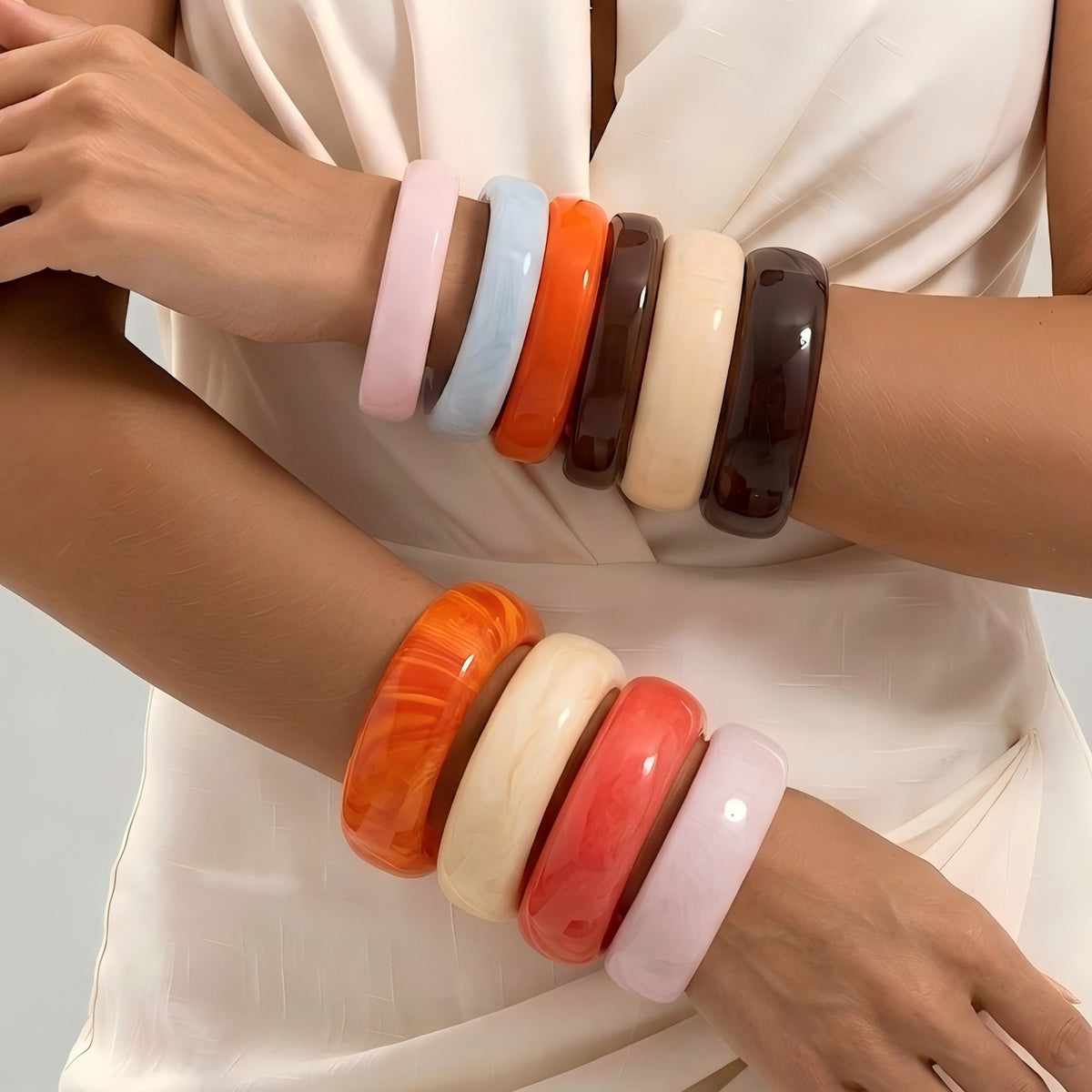 Classy Macaron Resin Wide Bangle