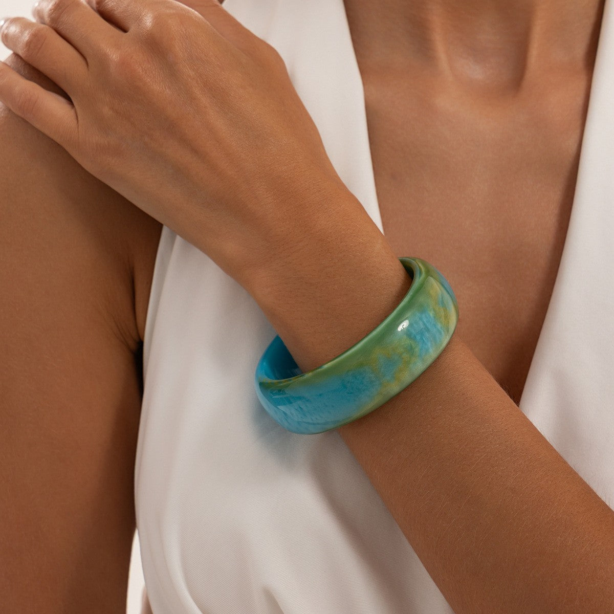 Classy Macaron Resin Wide Bangle