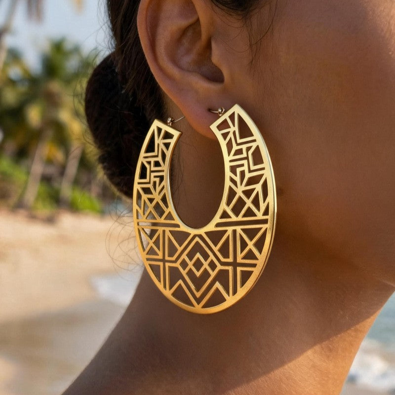 Classy Geometric U-Shaped Hoop Earrings