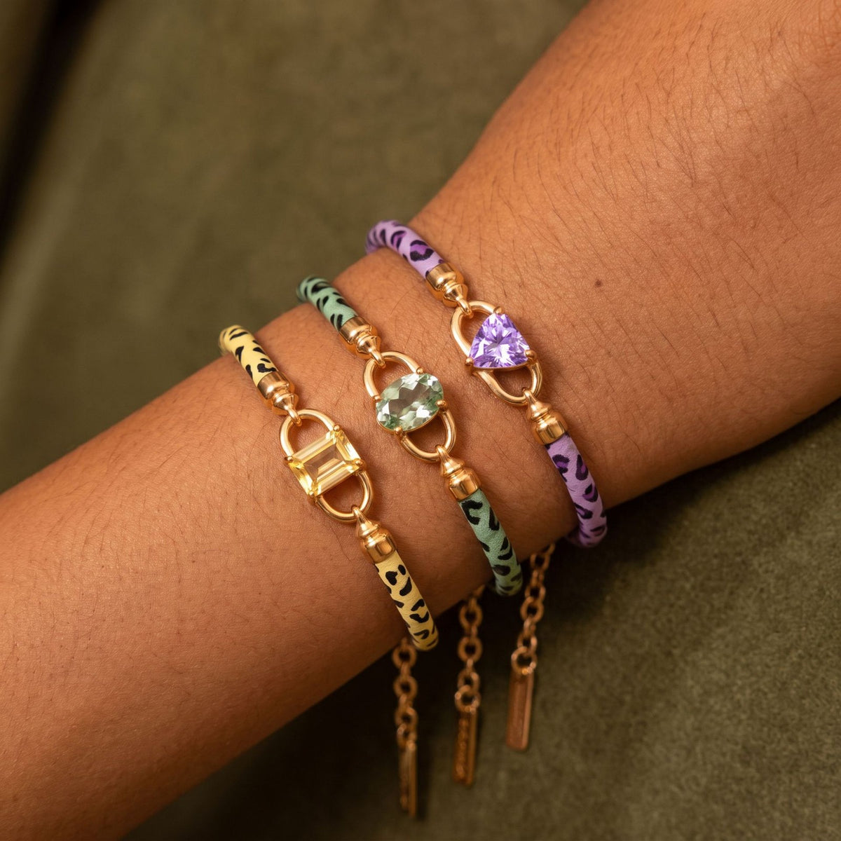 Classy Leopard Print Zircon Bracelet Set