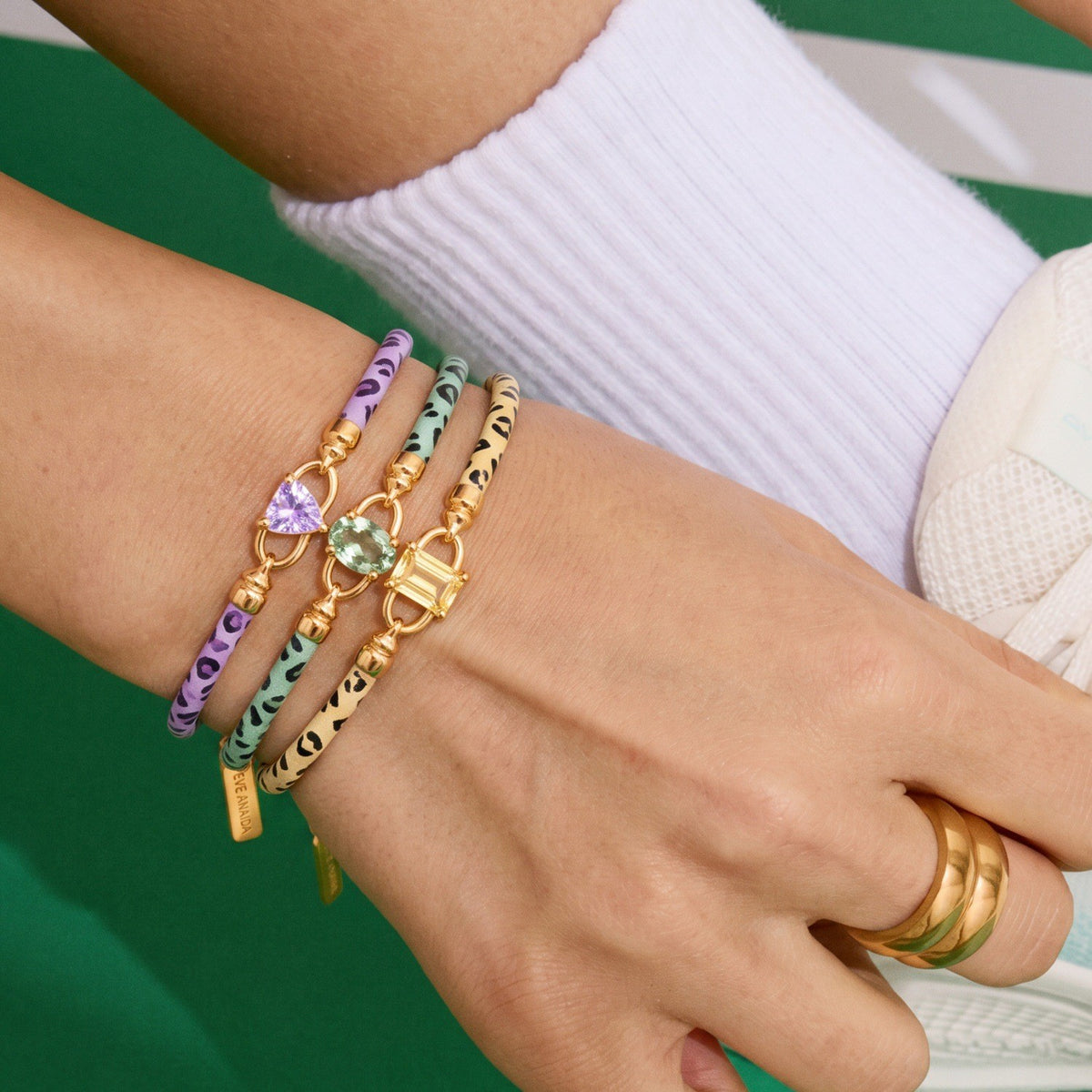 Classy Leopard Print Zircon Bracelet Set