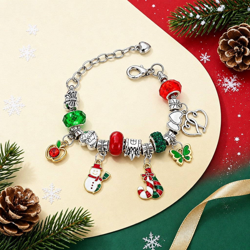 Festive Christmas Snowman Charm Bracelet