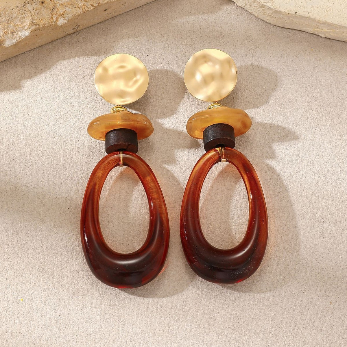 Classy Vintage Amber Oval Dangle Earrings