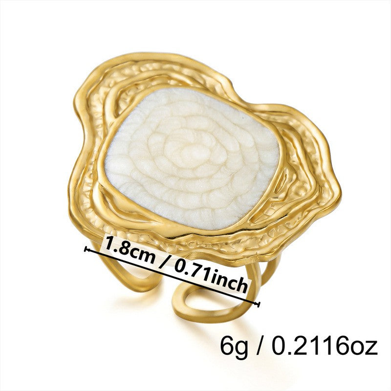 Boho Floral Faux Pearl Open Ring