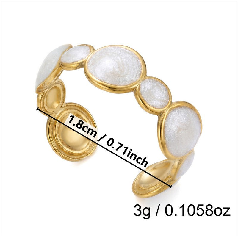 Boho Floral Faux Pearl Open Ring