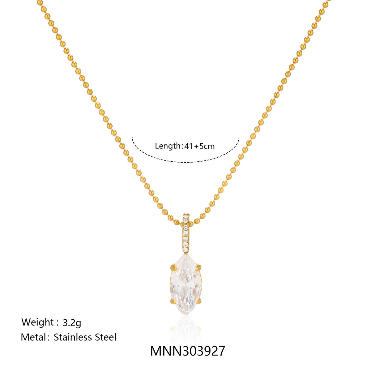 18k Dainty Beaded Geometric Pendant Necklace