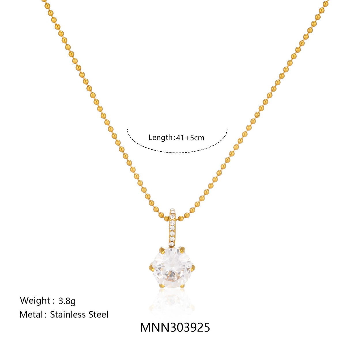 18k Dainty Beaded Geometric Pendant Necklace