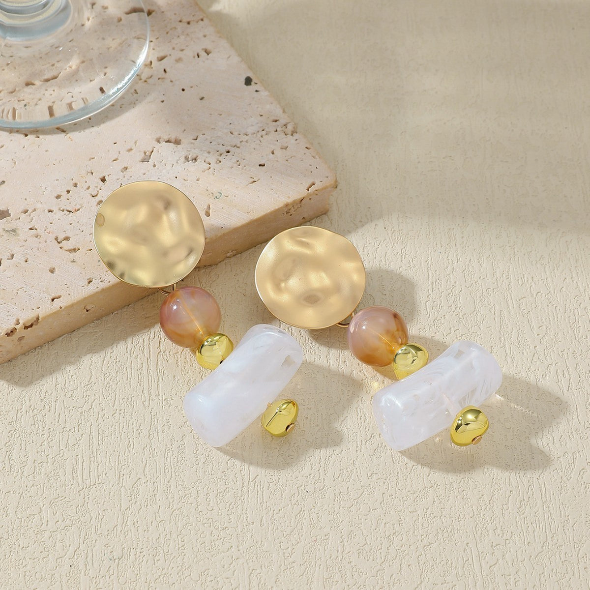 Classy Marbled Resin Geometric Dangle Earrings