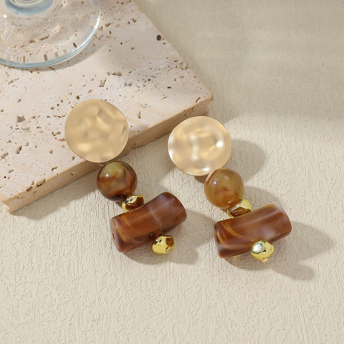 Classy Marbled Resin Geometric Dangle Earrings