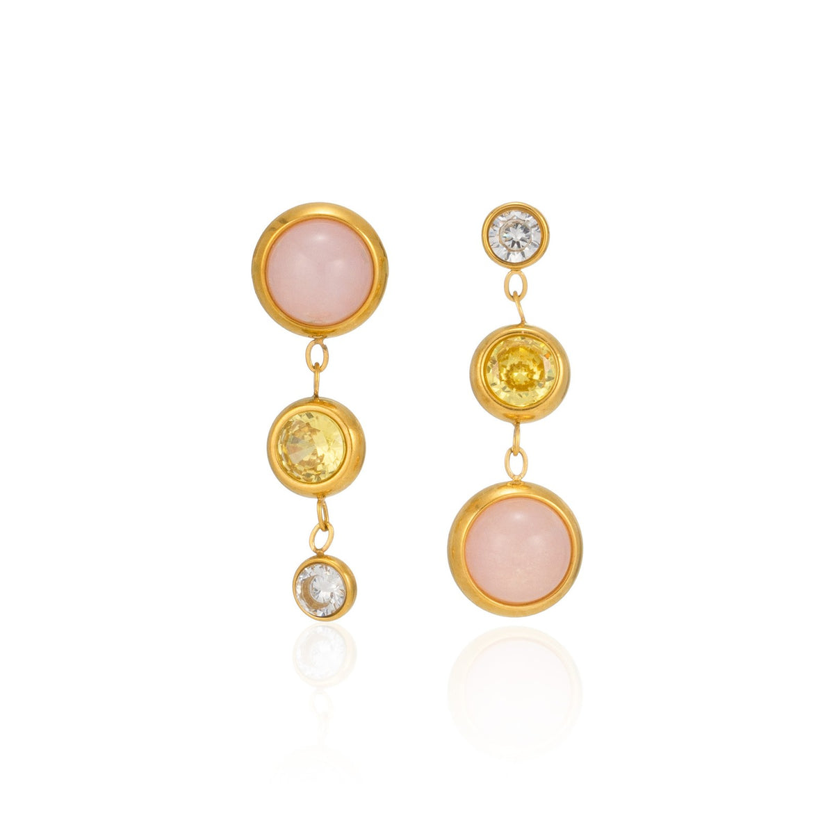 Dainty Pink Stone Drop Earrings