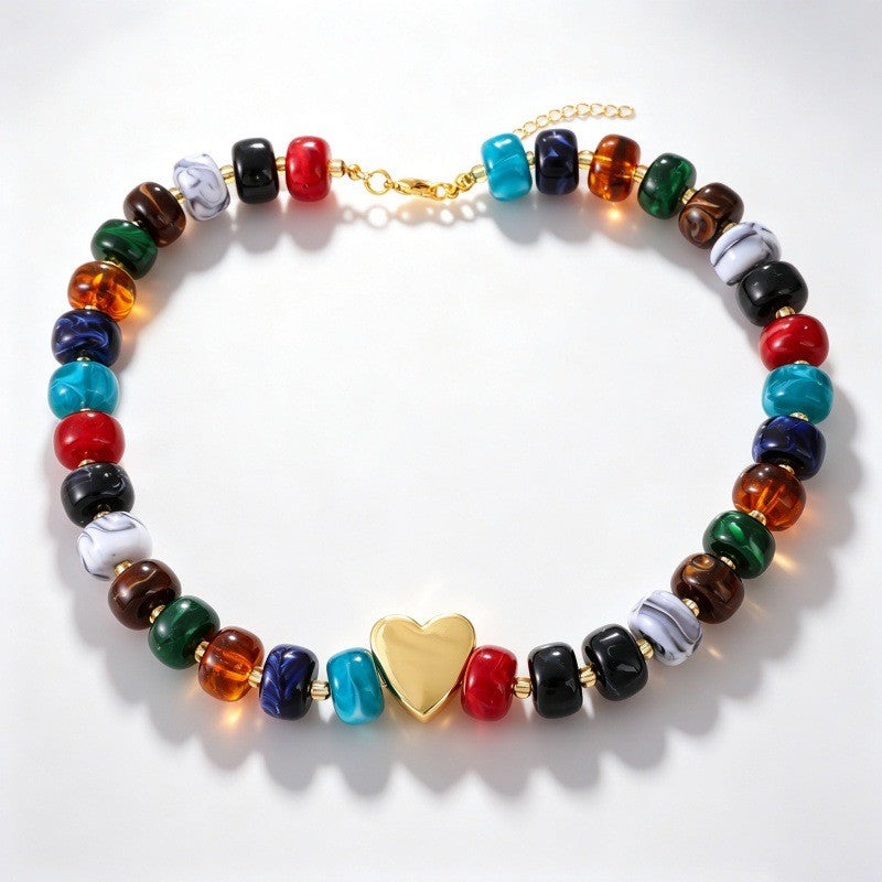 Boho Multi-Strand Resin Letter Necklace