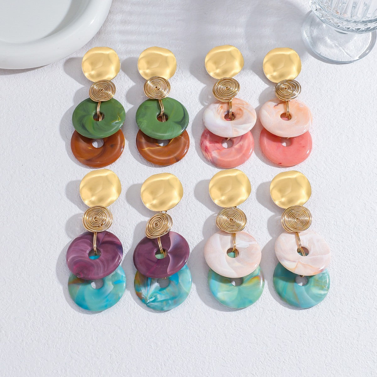 Boho Marbled Resin Stack Earrings