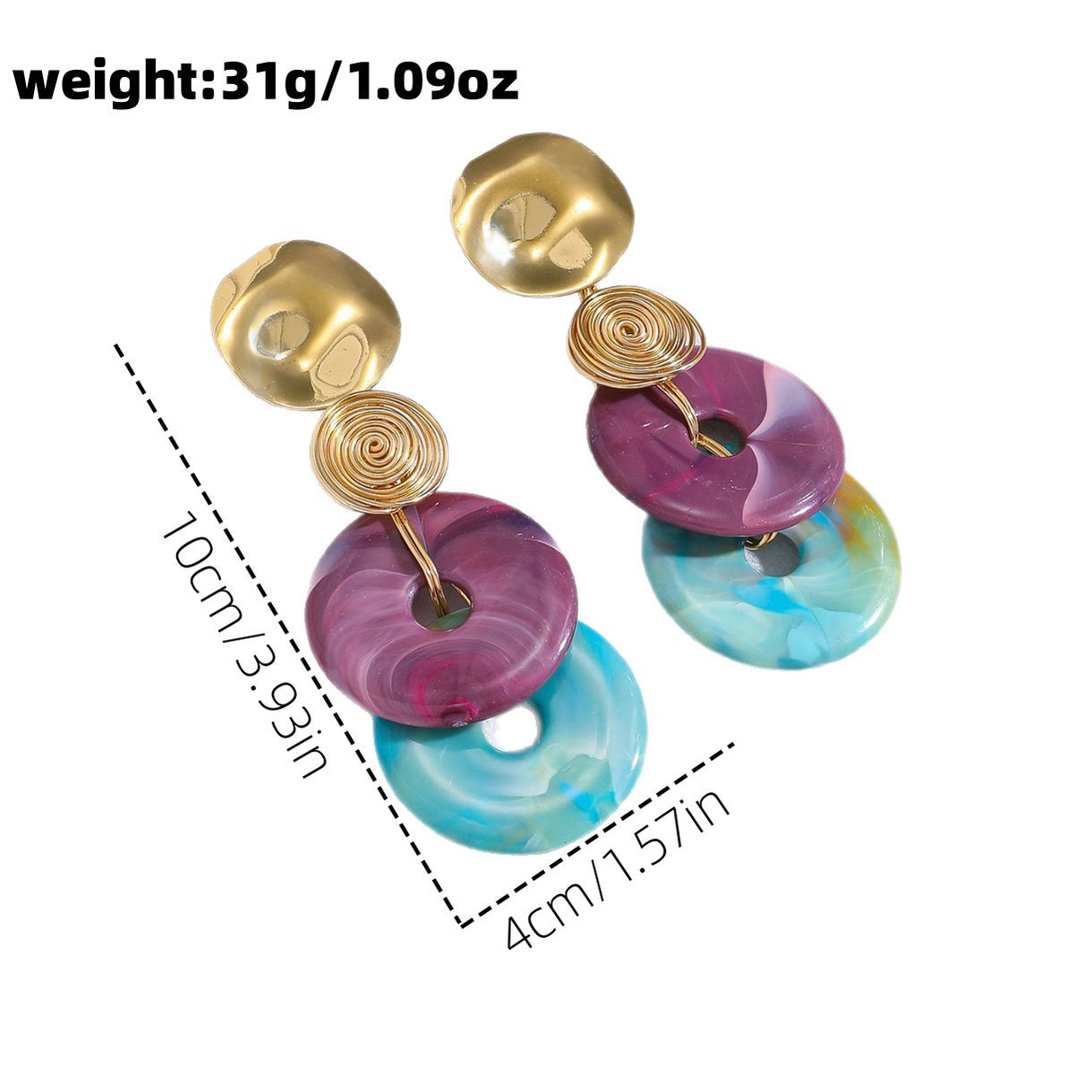 Boho Marbled Resin Stack Earrings