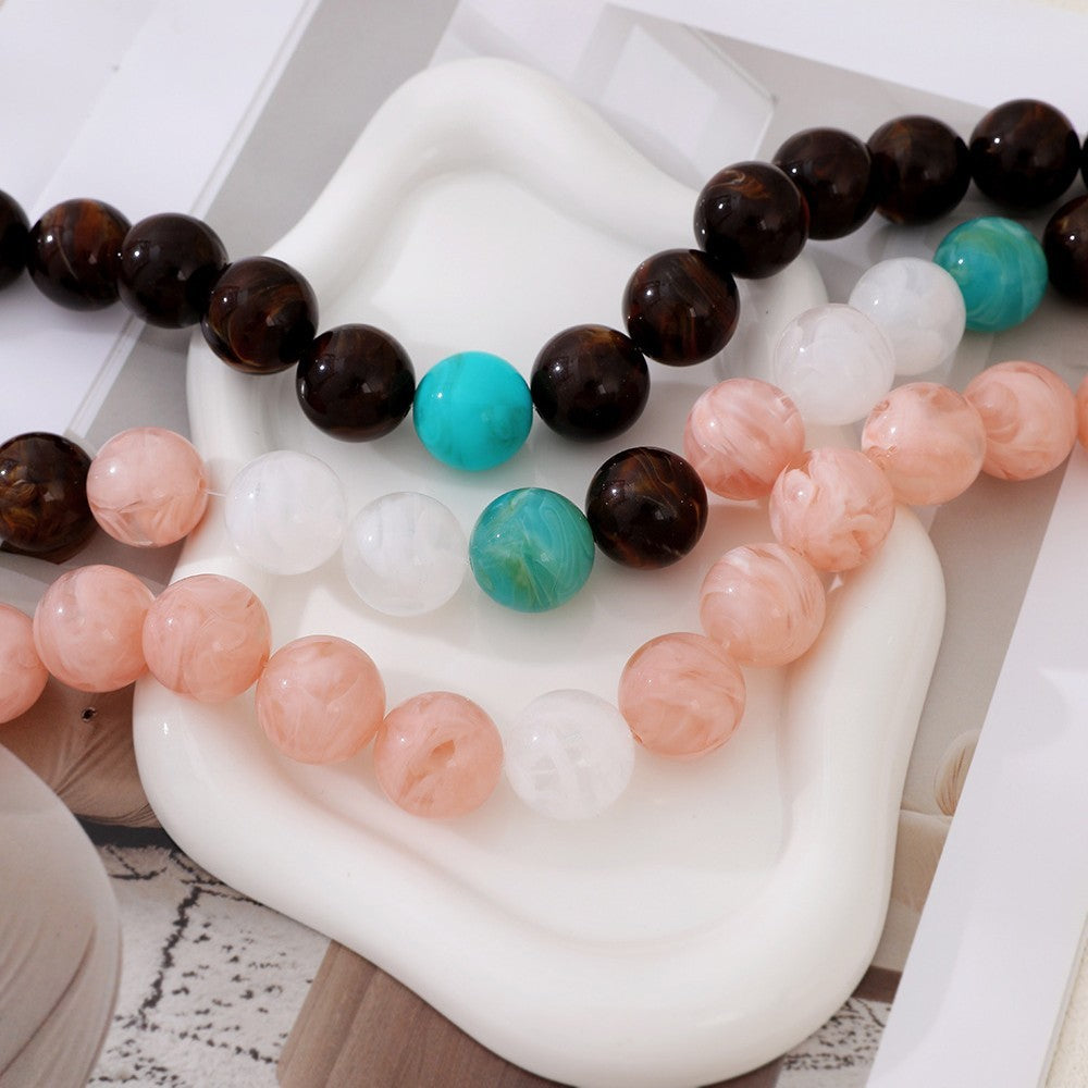 Boho Marbled Resin Beaded Necklace