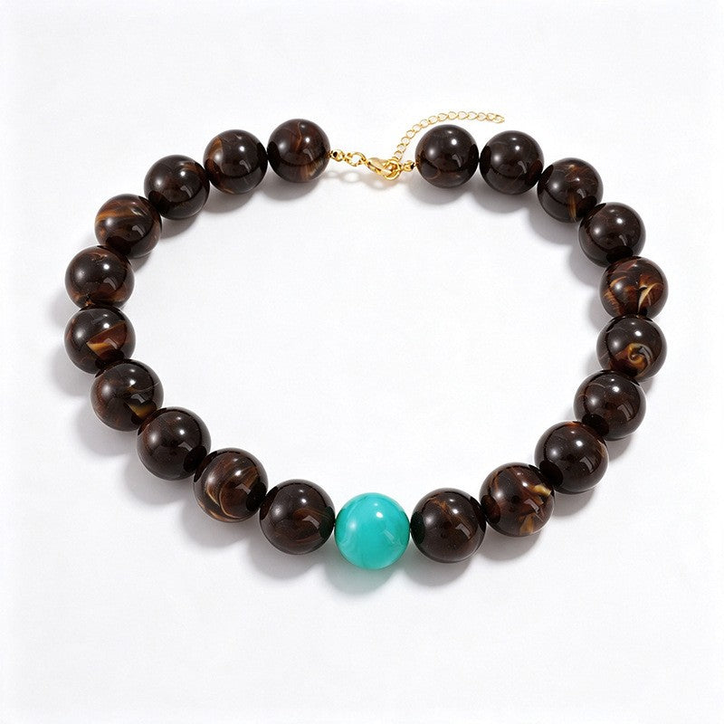 Boho Marbled Resin Beaded Necklace
