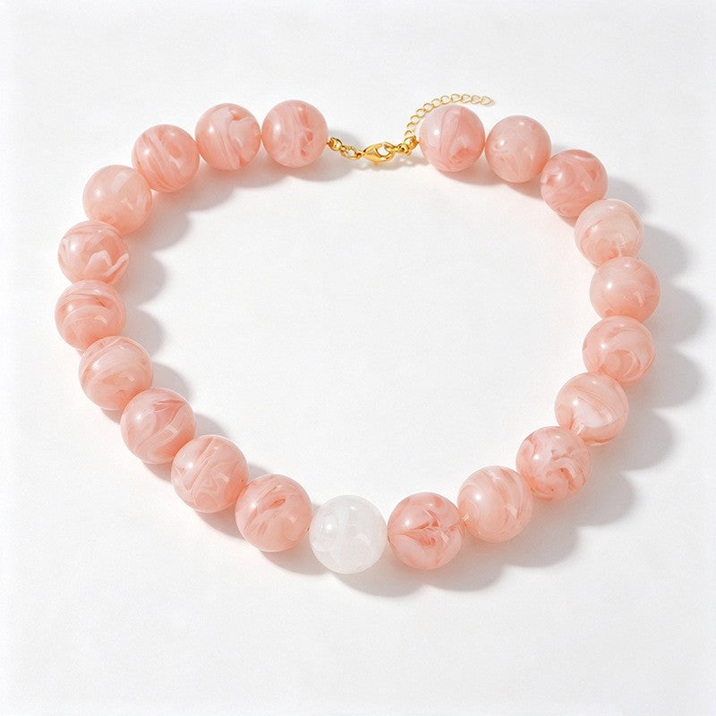 Boho Marbled Resin Beaded Necklace