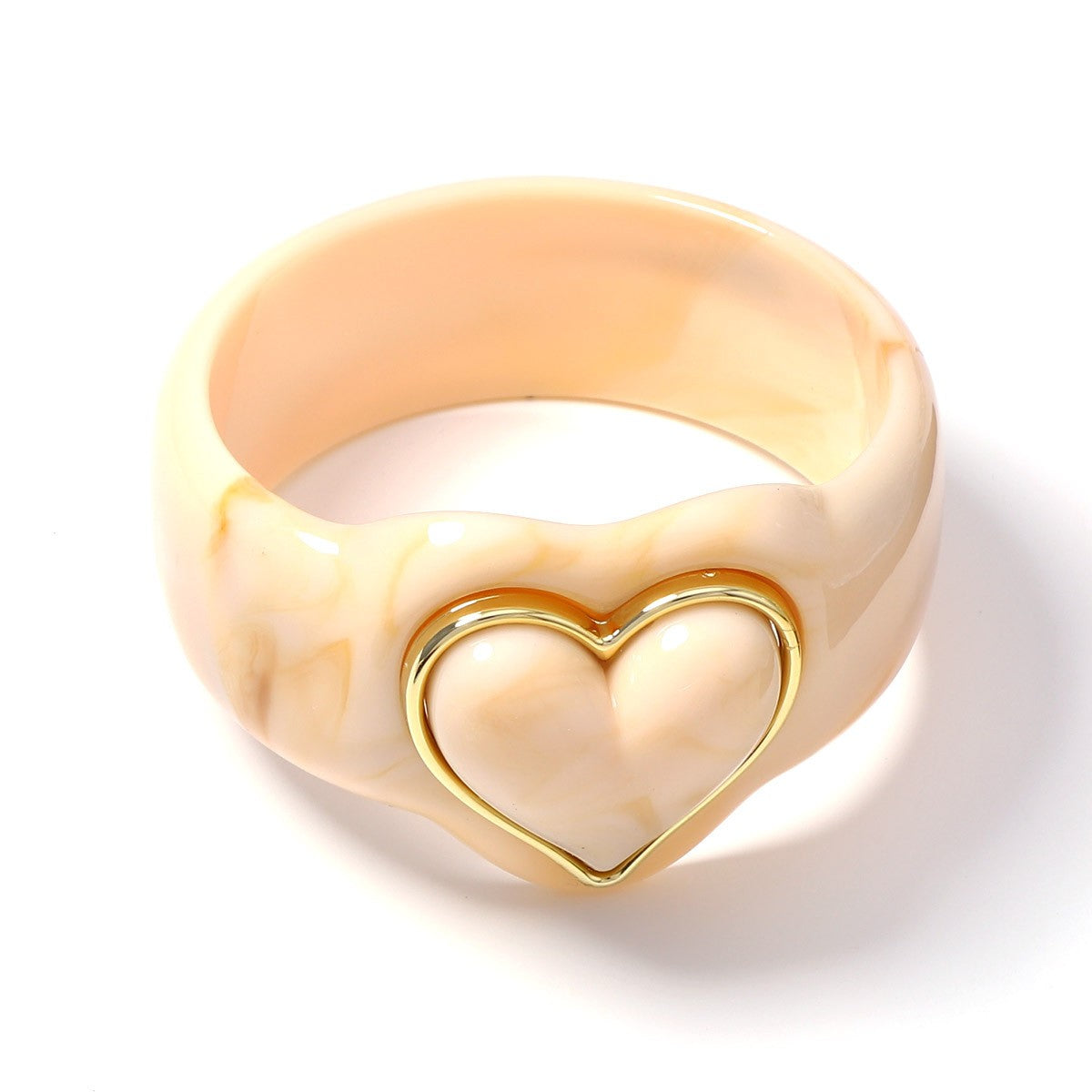 Classy Marbled Resin Heart Ring