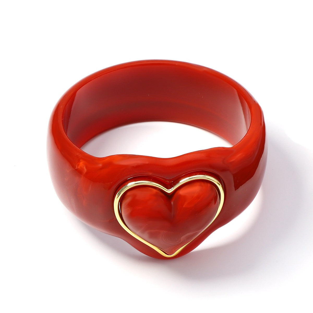 Classy Marbled Resin Heart Ring