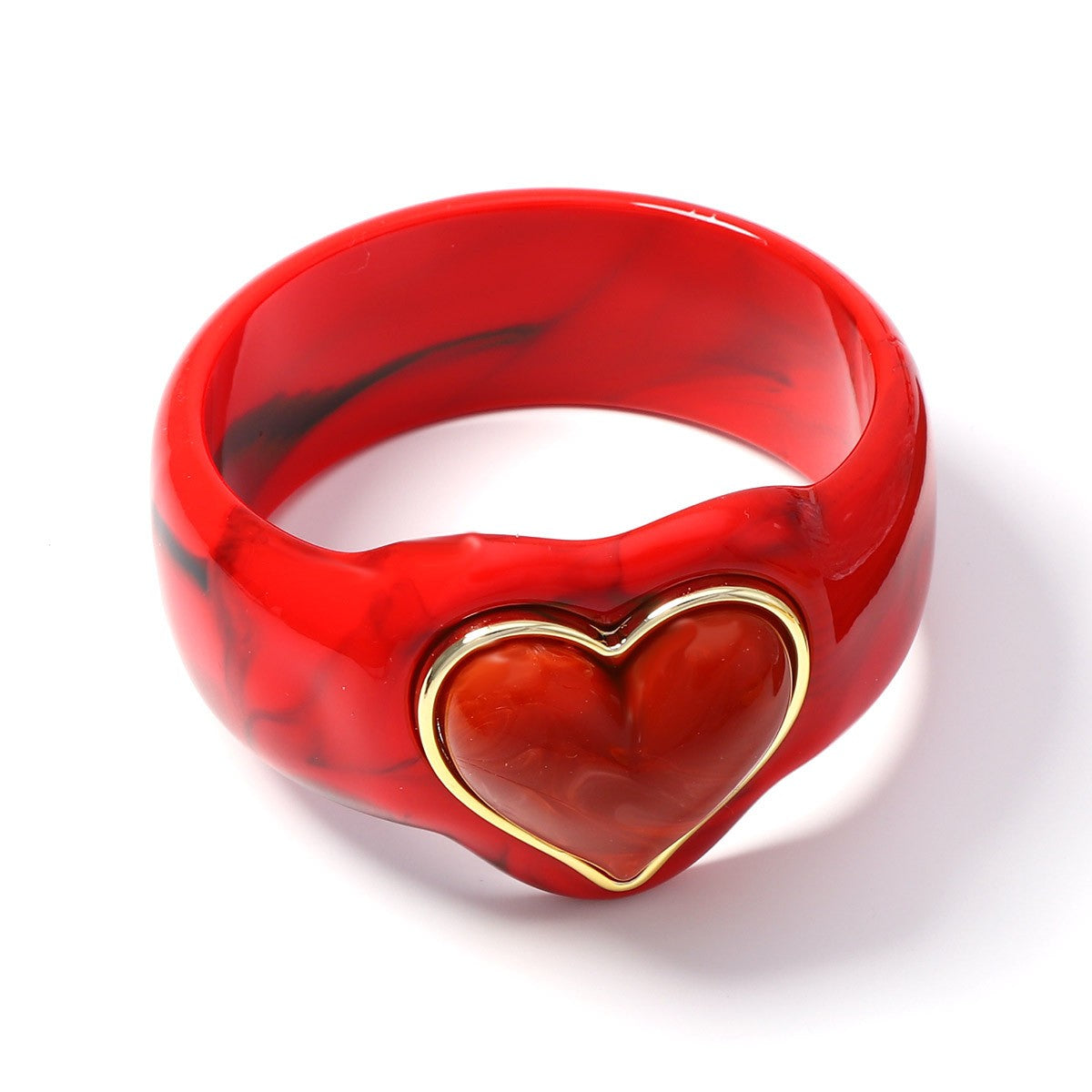 Classy Marbled Resin Heart Ring
