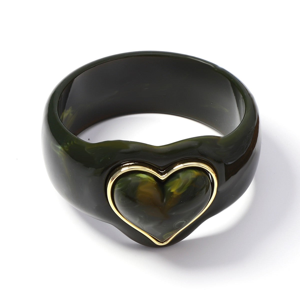 Classy Marbled Resin Heart Ring