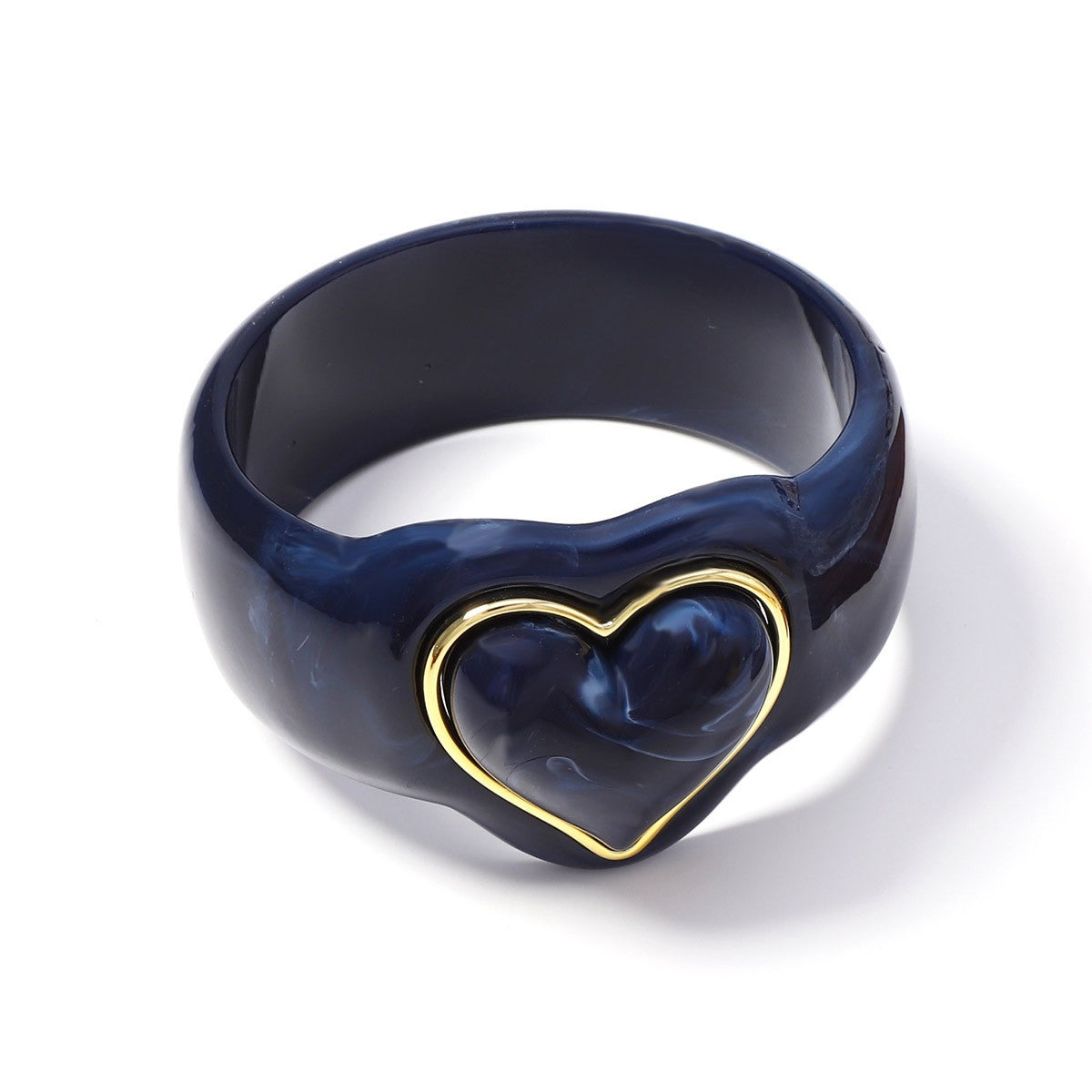 Classy Marbled Resin Heart Ring