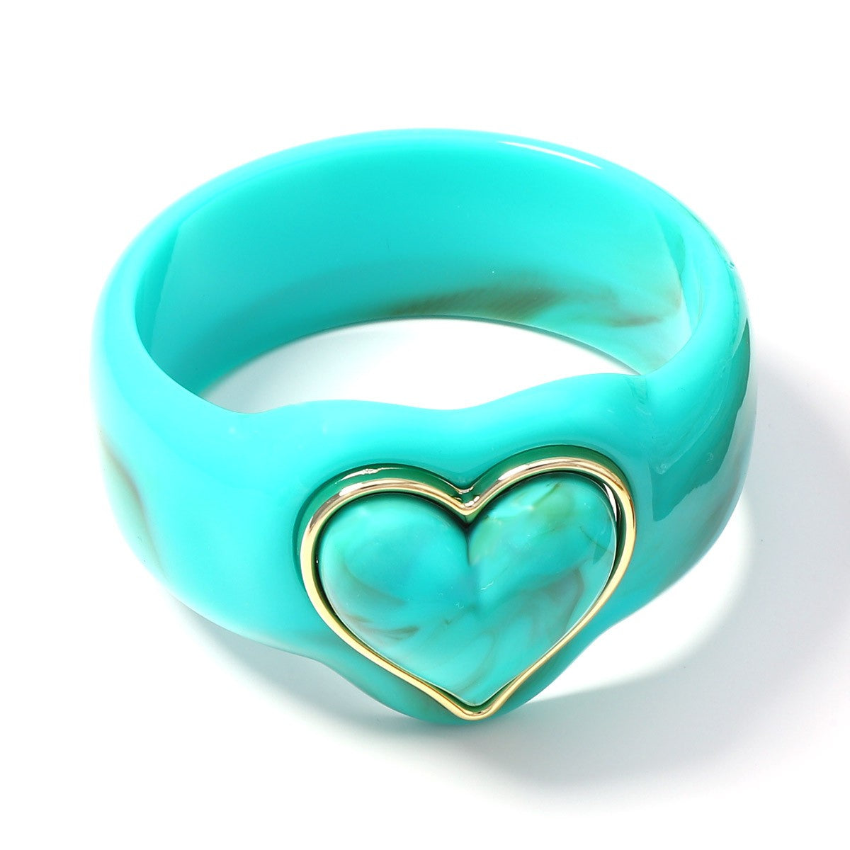 Classy Marbled Resin Heart Ring