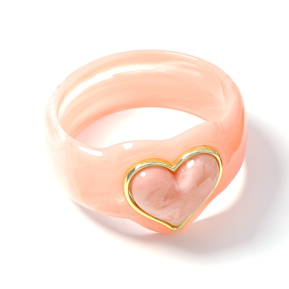 Classy Marbled Resin Heart Ring