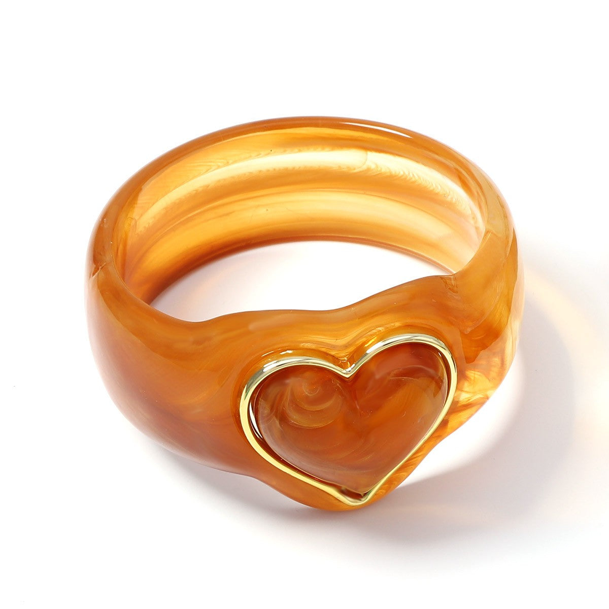 Classy Marbled Resin Heart Ring