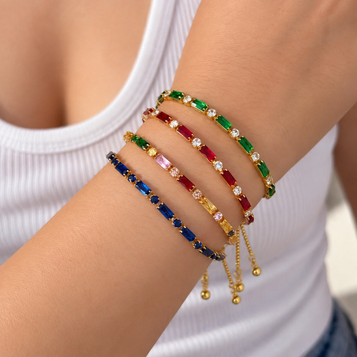 Classy Baguette Cubic Zirconia Slider Bracelet
