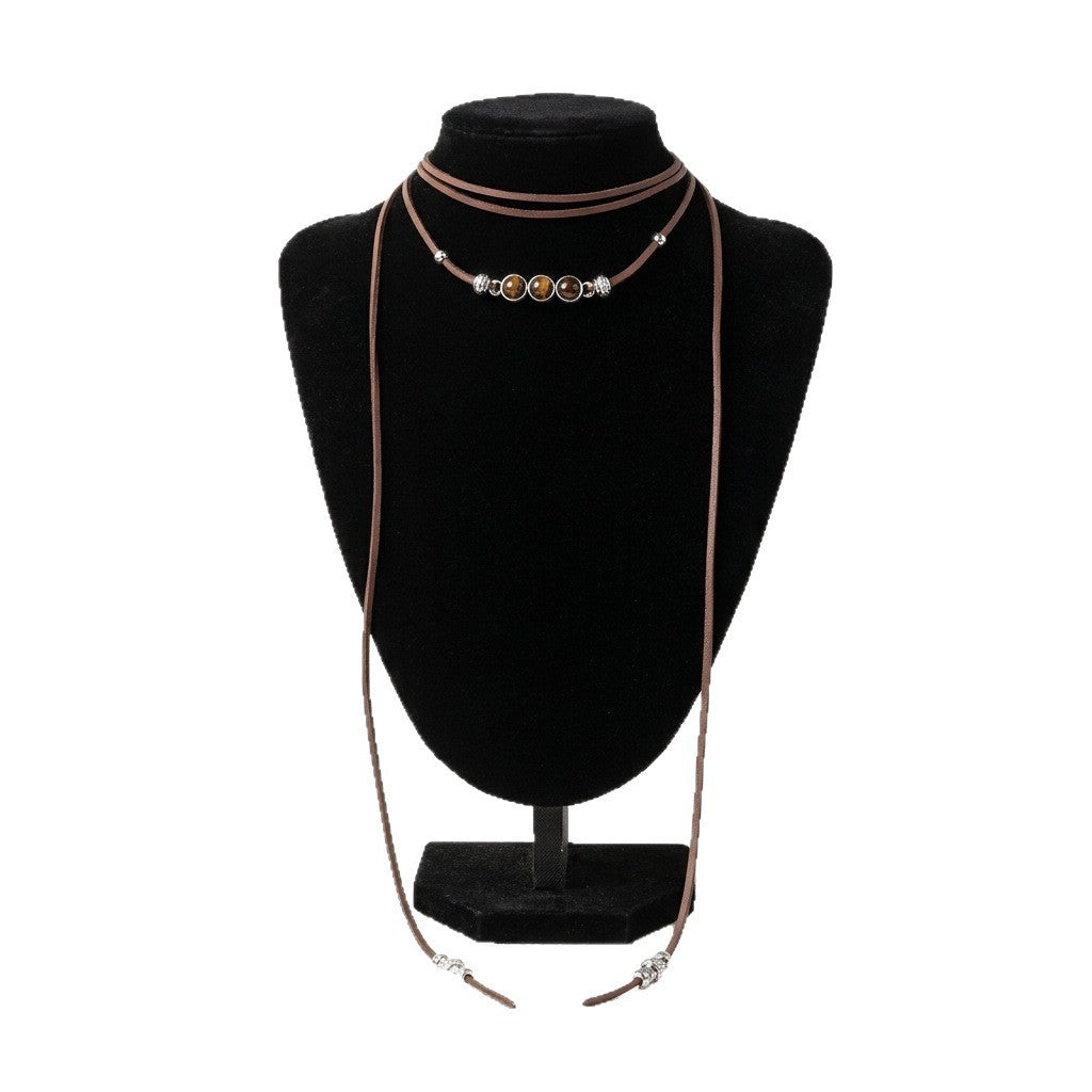 Boho Tiger Eye Wrap Lariat Necklace