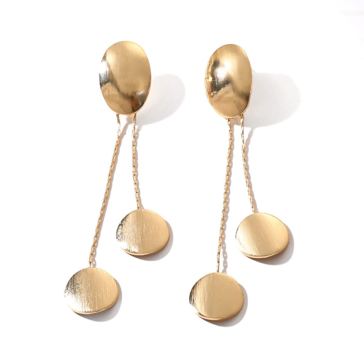 Classy Geometric Disc Linear Drop Earrings