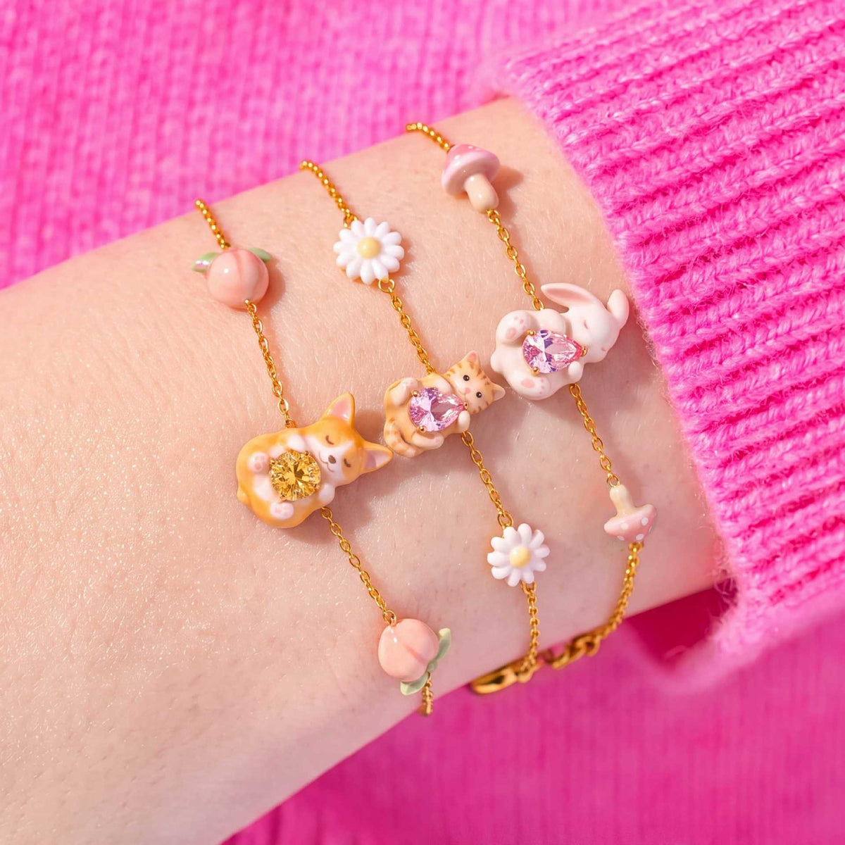 Dainty Animal Cubic Zirconia Charm Bracelet