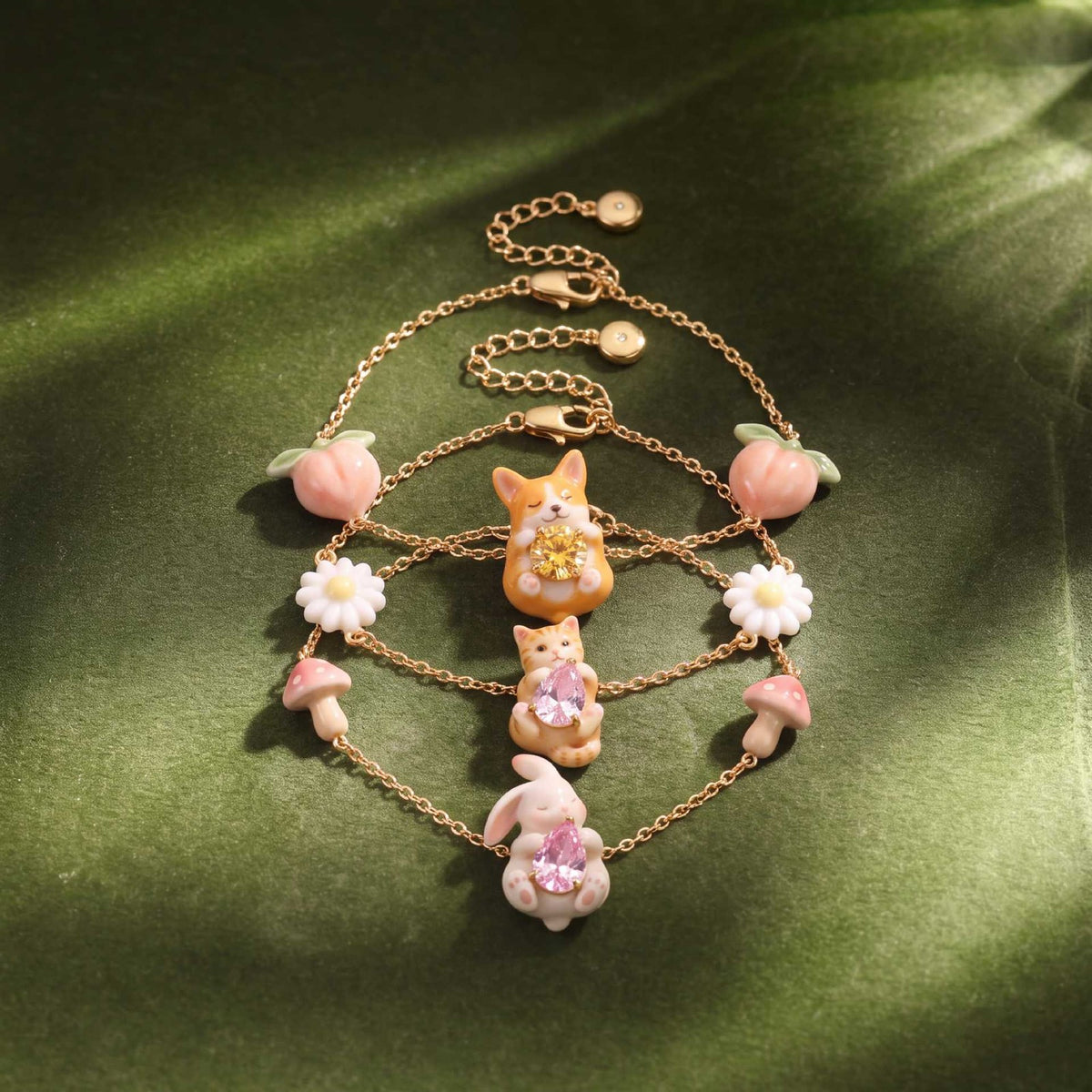 Dainty Animal Cubic Zirconia Charm Bracelet