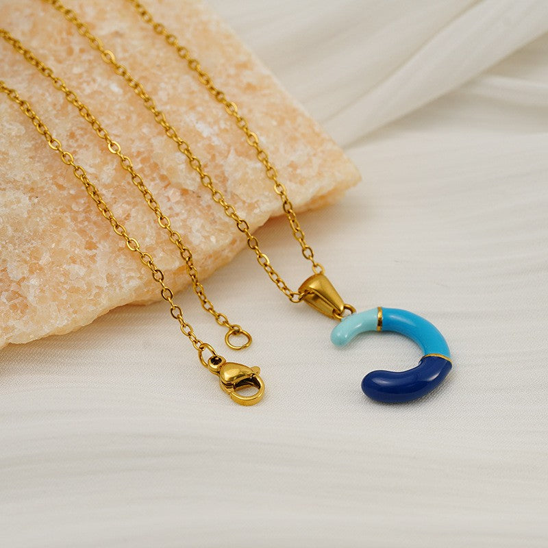 Playful Colorful Enamel Initial Necklace