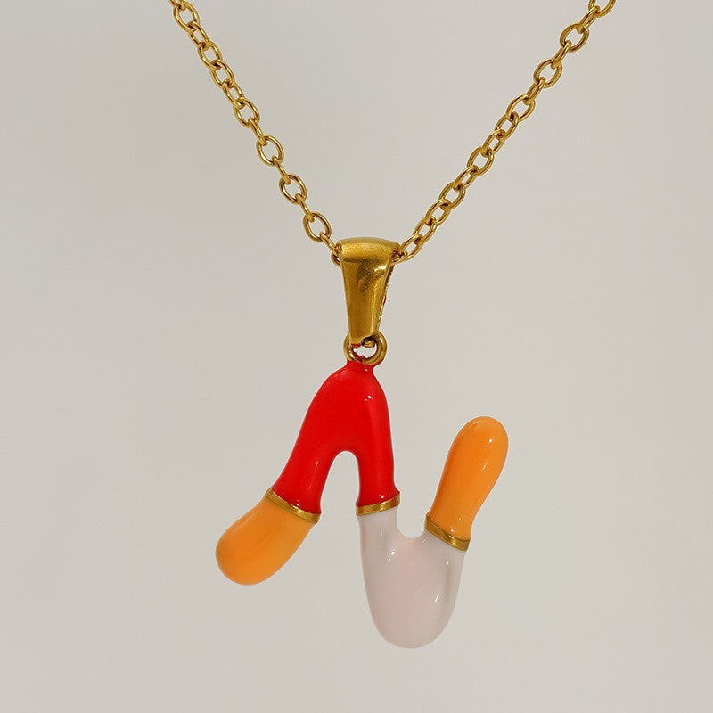 Playful Colorful Enamel Initial Necklace