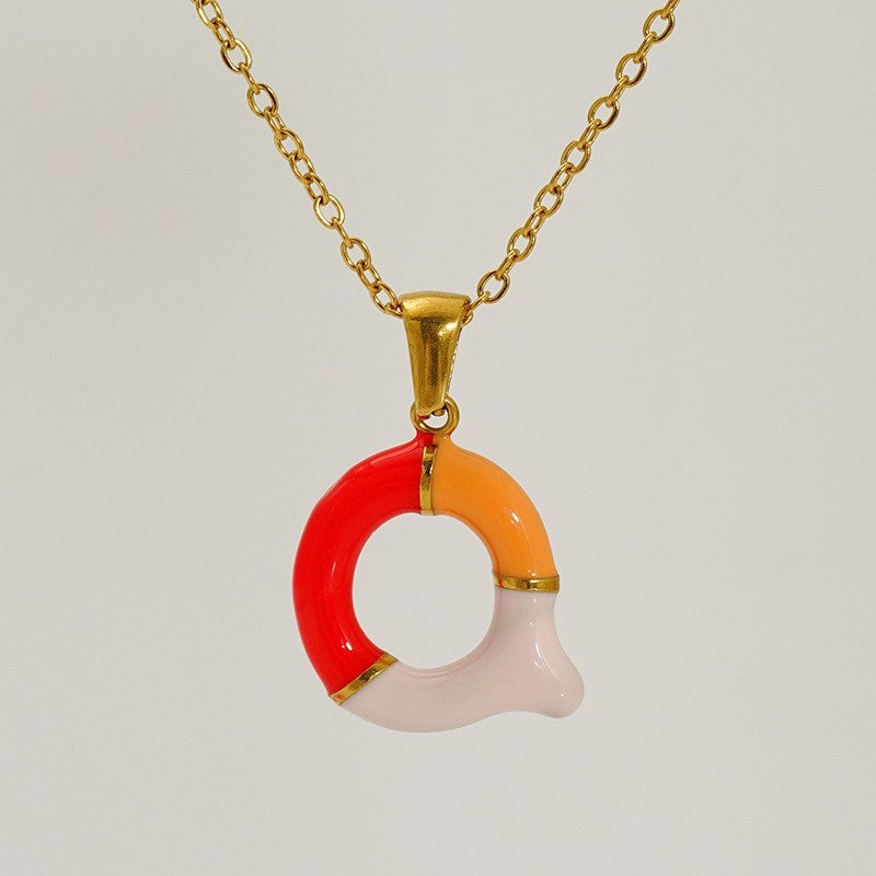 Playful Colorful Enamel Initial Necklace