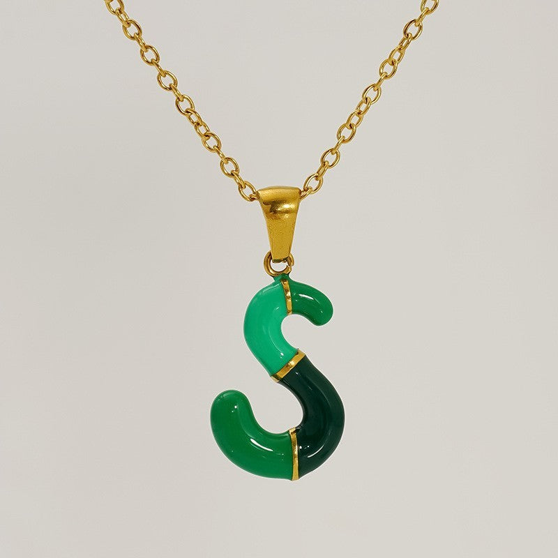Playful Colorful Enamel Initial Necklace