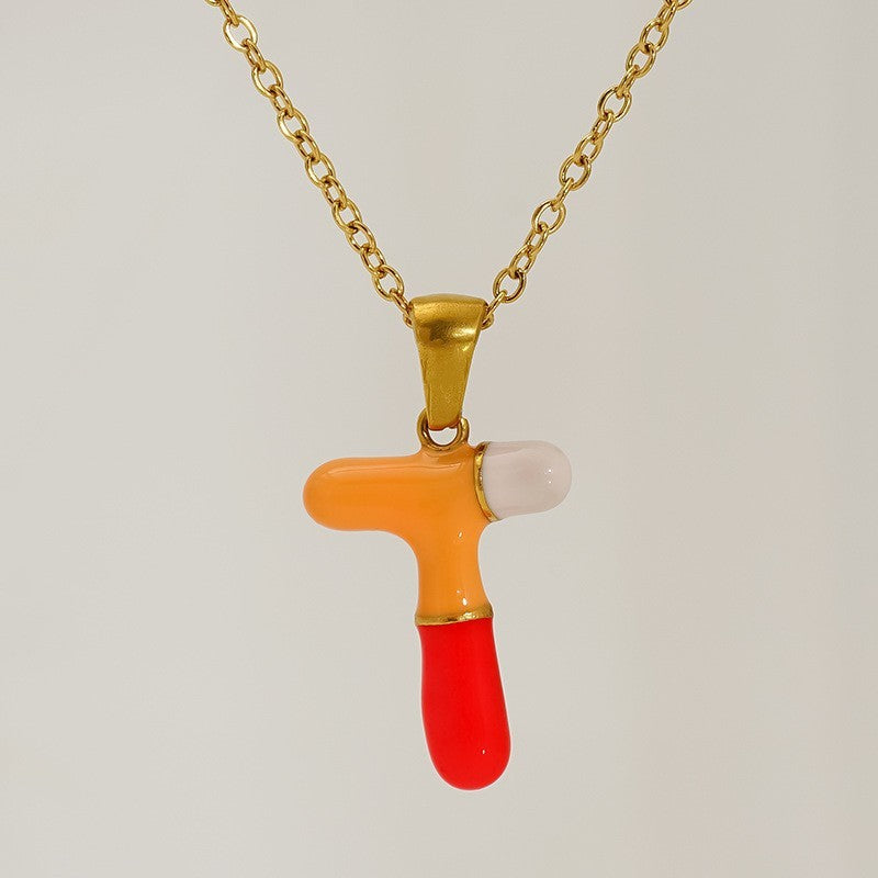 Playful Colorful Enamel Initial Necklace