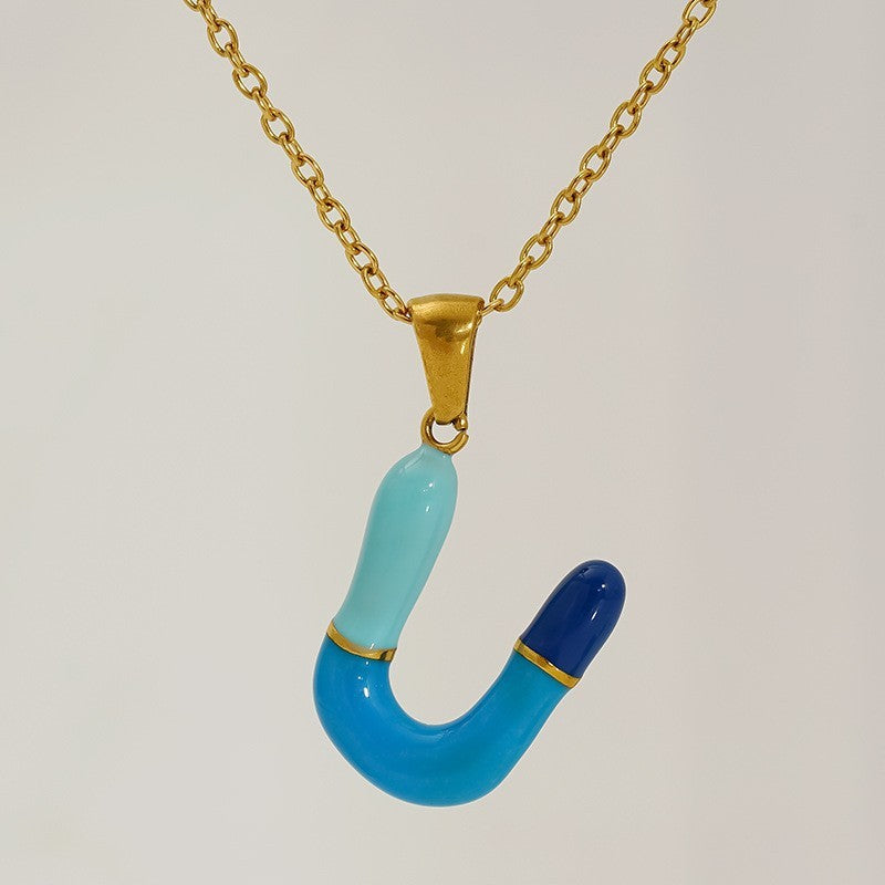 Playful Colorful Enamel Initial Necklace