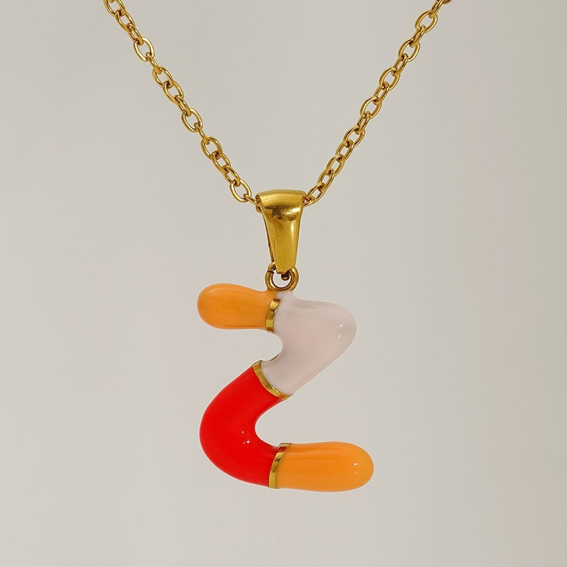 Playful Colorful Enamel Initial Necklace