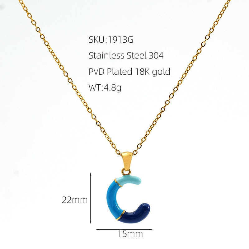 Playful Colorful Enamel Initial Necklace